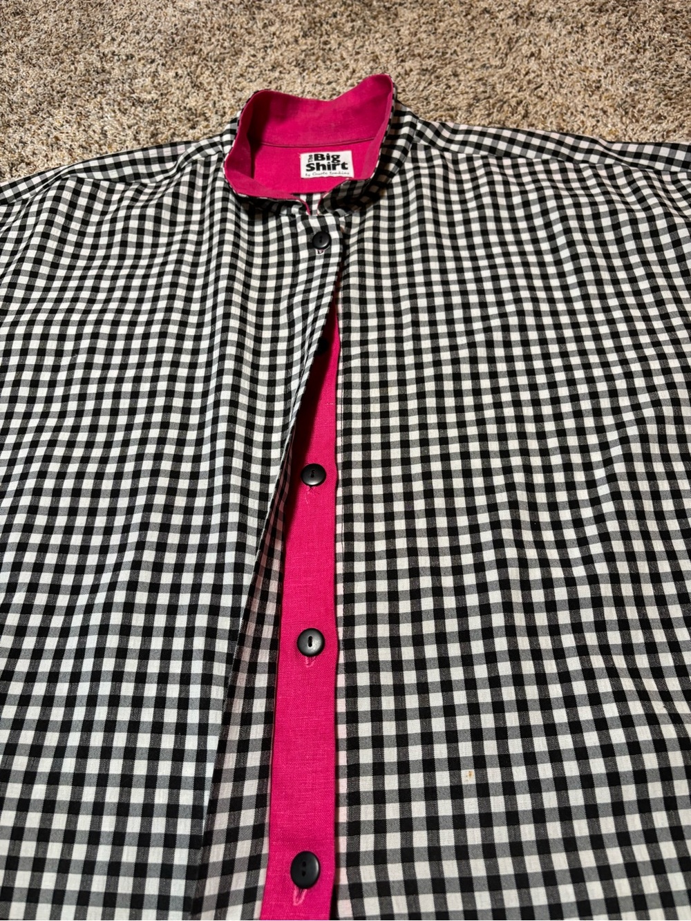 255 The Big Shirt by Carole Tompkins Button-Up with Hot Pink Trim, 2X